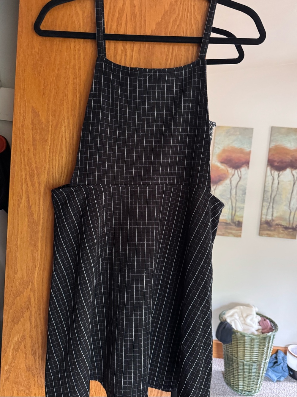 Black Grid Overall Sundress